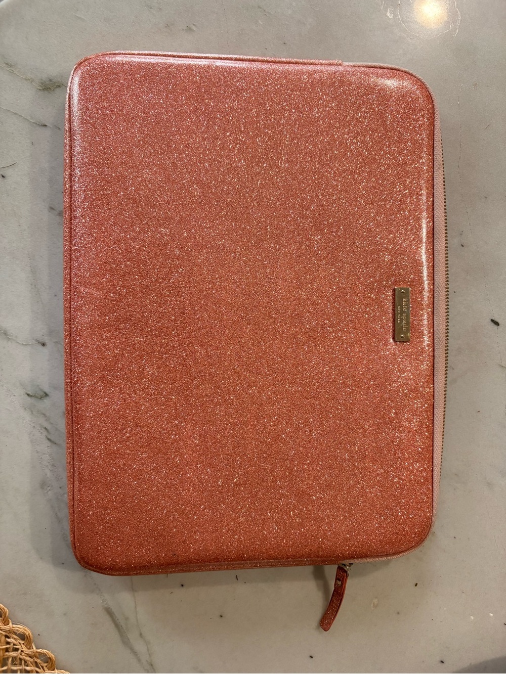 kate spade Rose Gold Glitter Tablet Sleeve with Zip